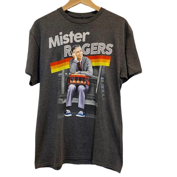 Mister Rogers Neighborhood Womens Unisex Trolly Graphic Crew Neck T Shirt NWOT M - Picture 1 of 7